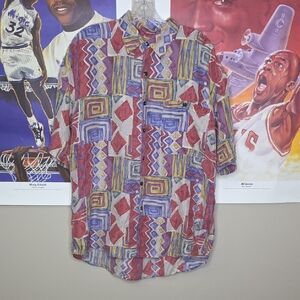 Vintage One 800 Silk Vibrant Geometric Men's Shirt
